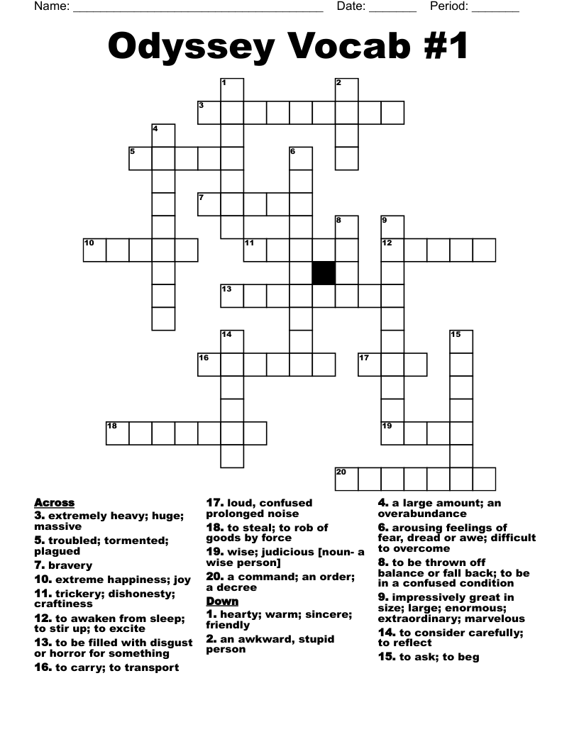 Odyssey Vocab #1 Crossword