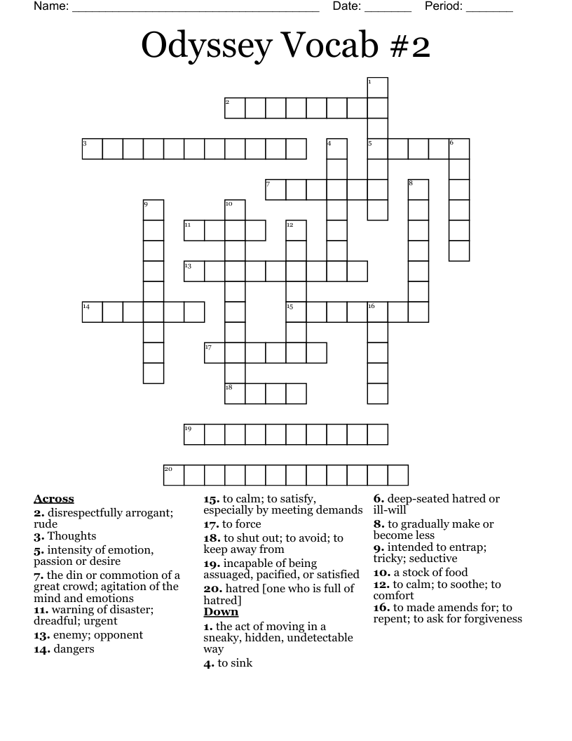 Odyssey Vocab #2 Crossword