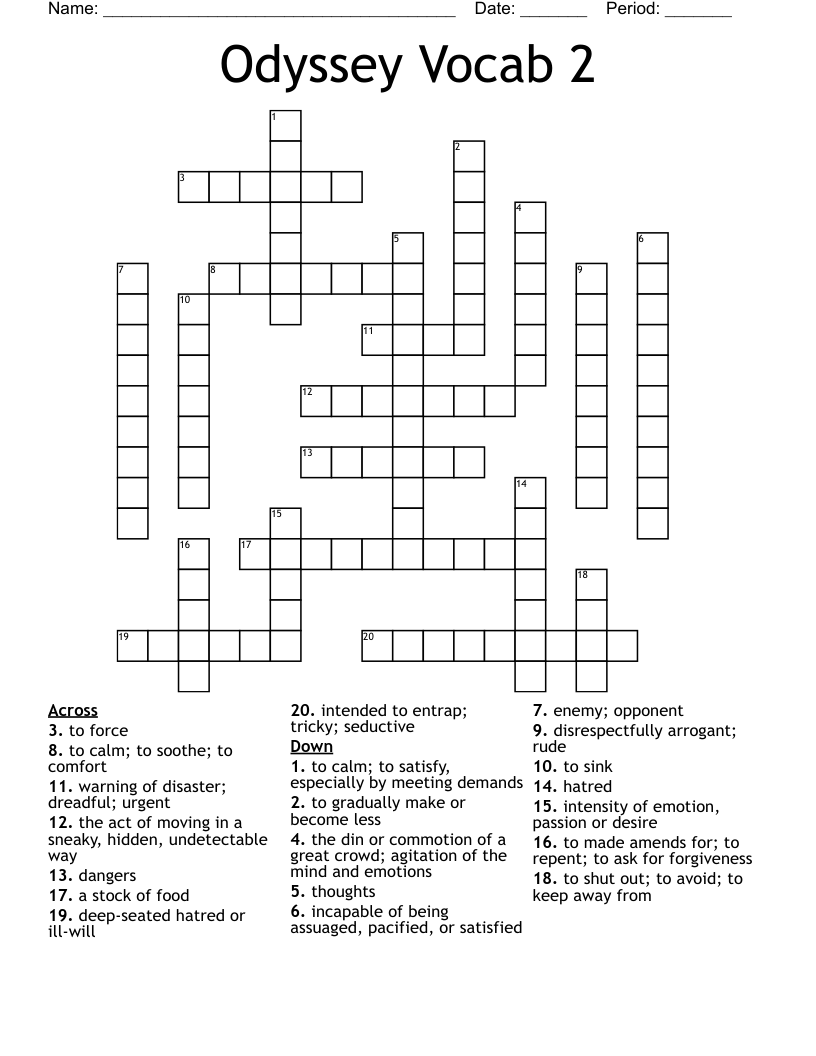 Odyssey Vocab 2 Crossword