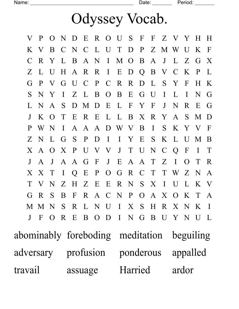 Odyssey Vocab. Word Search