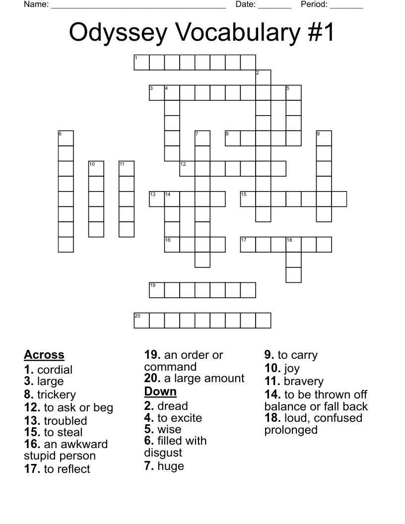 Odyssey Vocabulary #1 Crossword