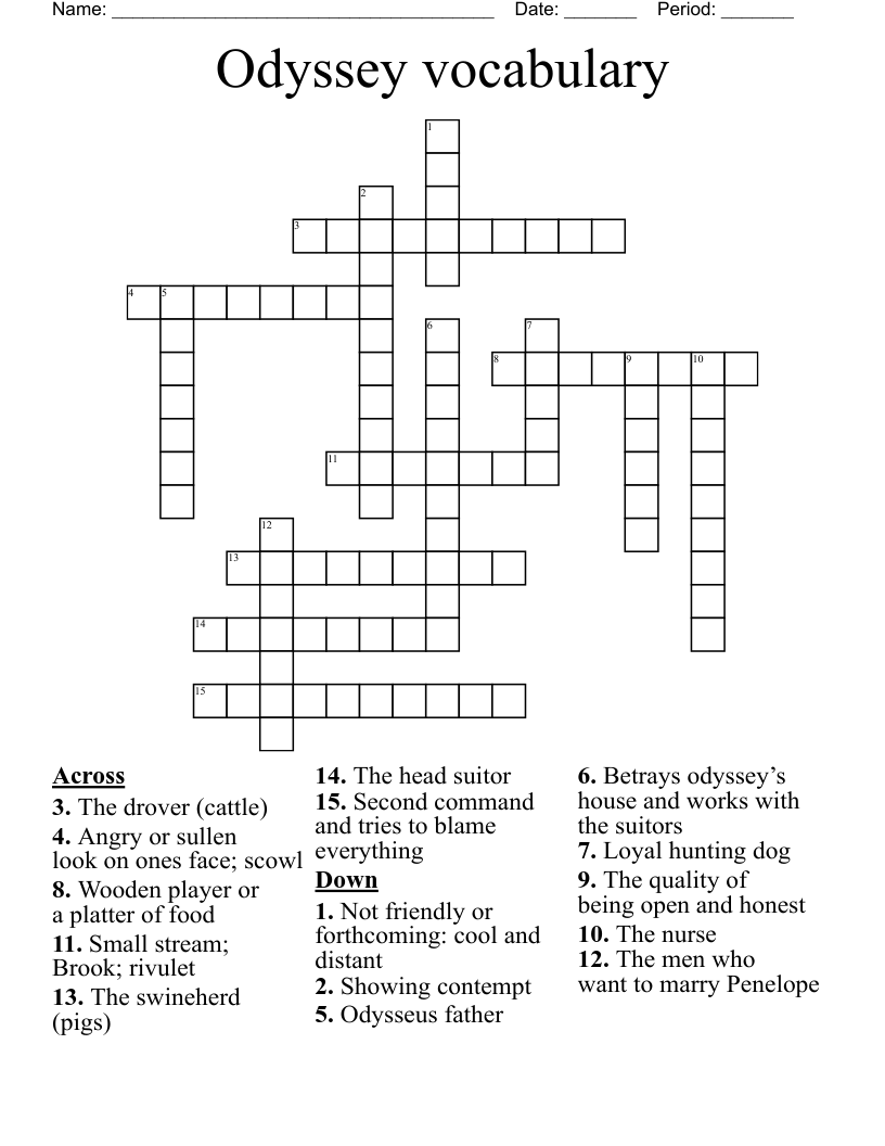 Odyssey vocabulary  Crossword