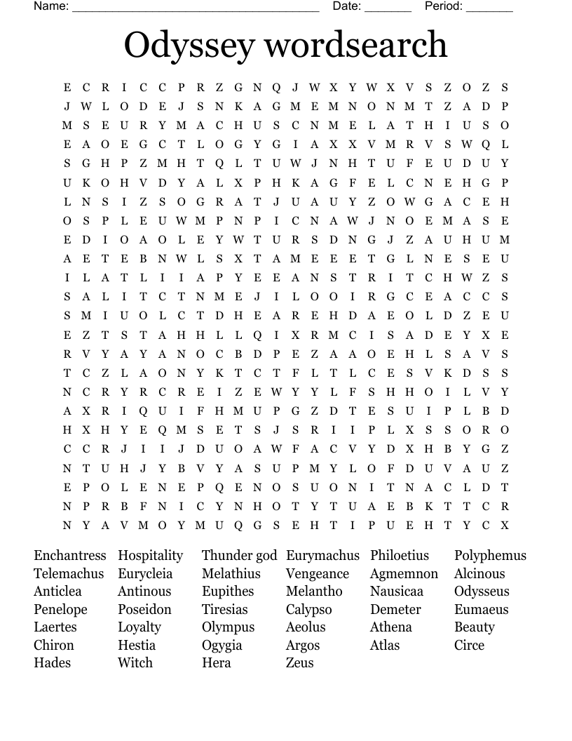 Odyssey wordsearch