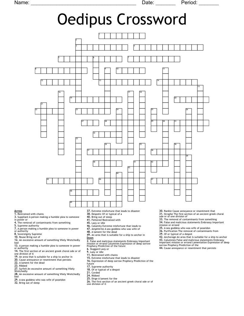 Oedipus Crossword