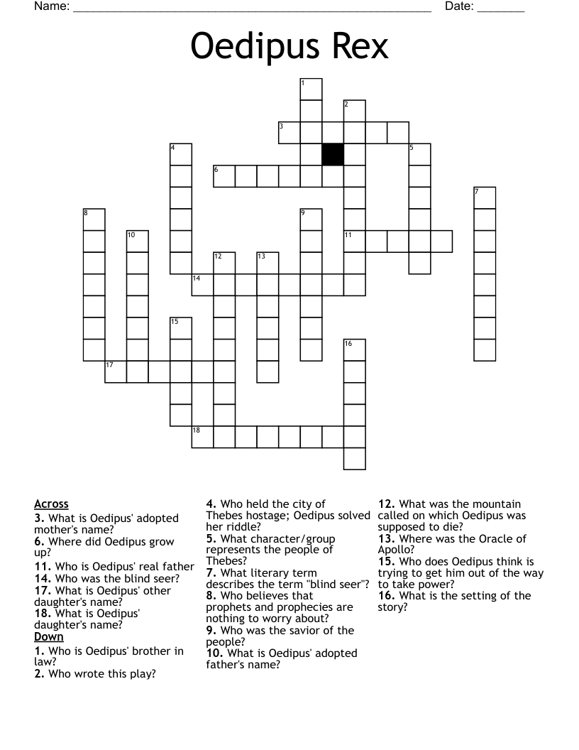 Oedipus Rex Crossword