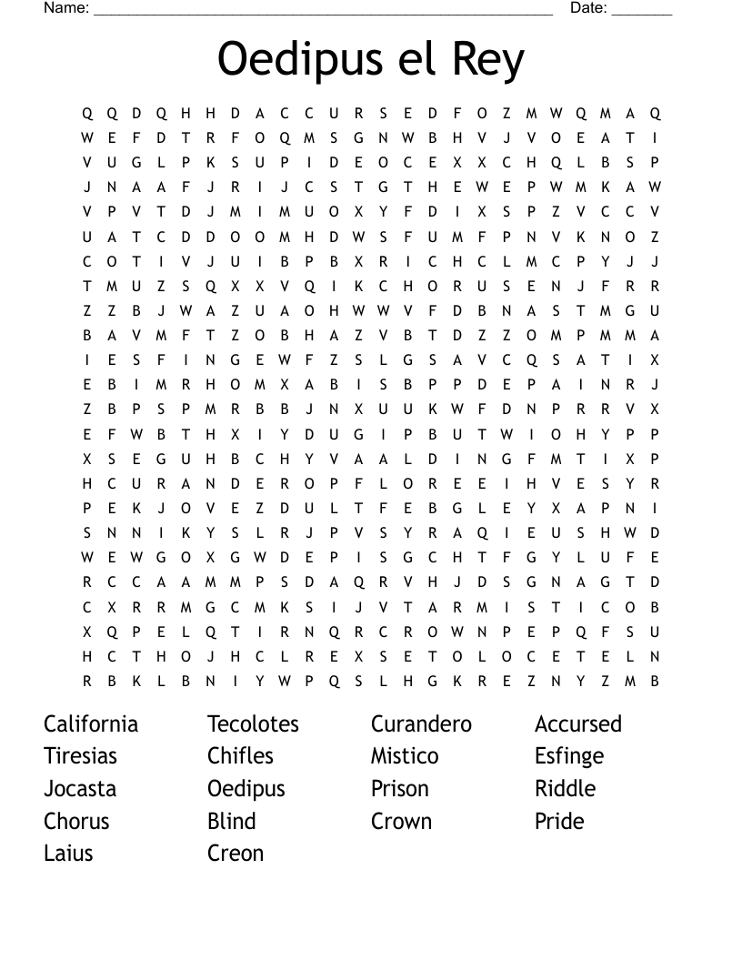 Oedipus el Rey Word Search