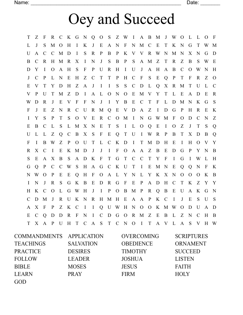 Oey and Succeed Word Search
