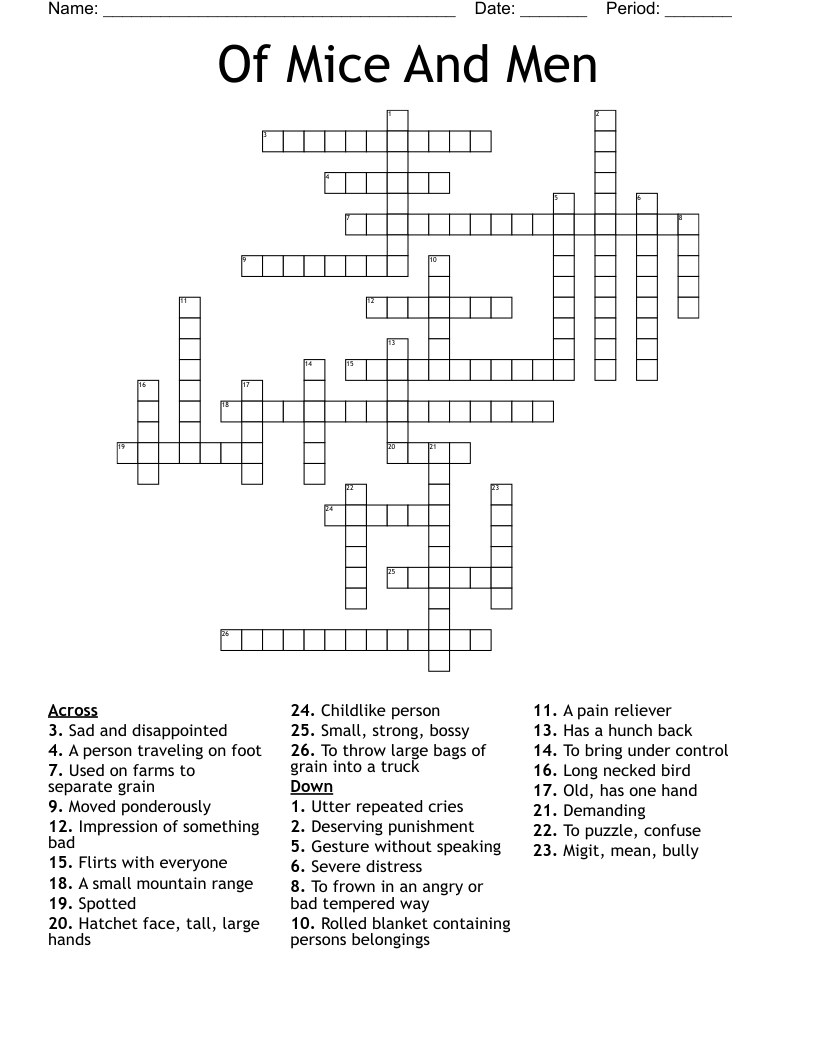 Of Mice And Men Crossword