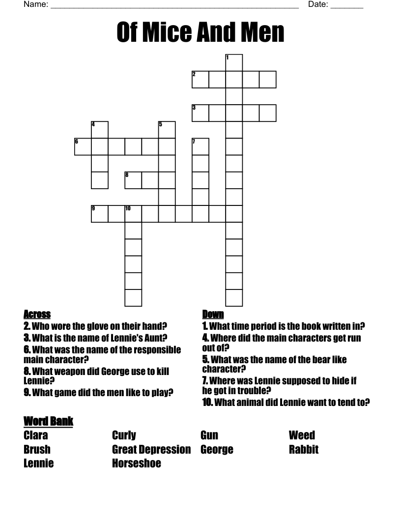 Of Mice And Men Crossword