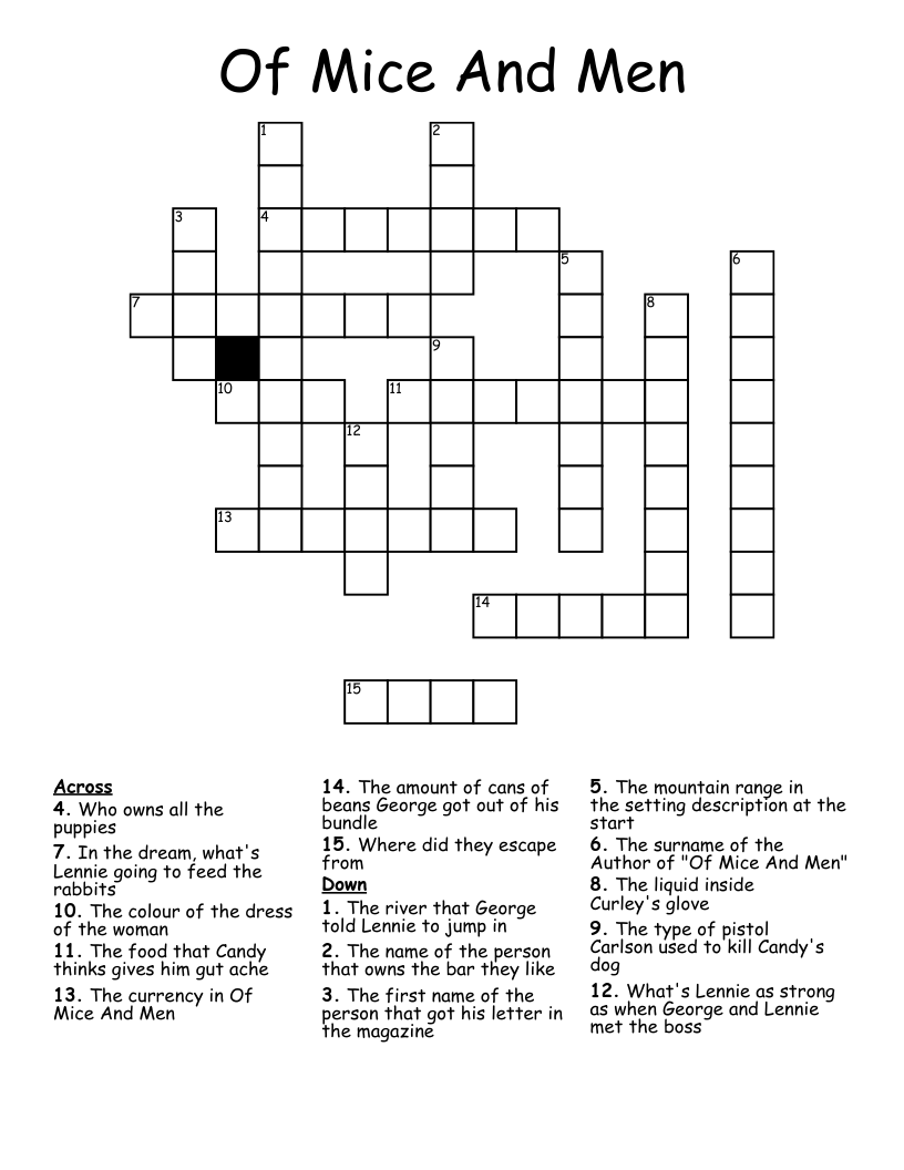 Of Mice And Men Crossword