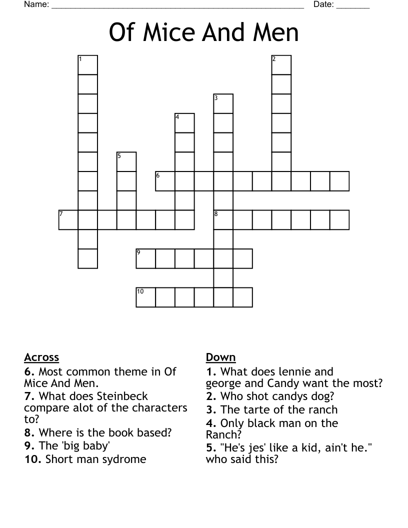 Of Mice And Men Crossword