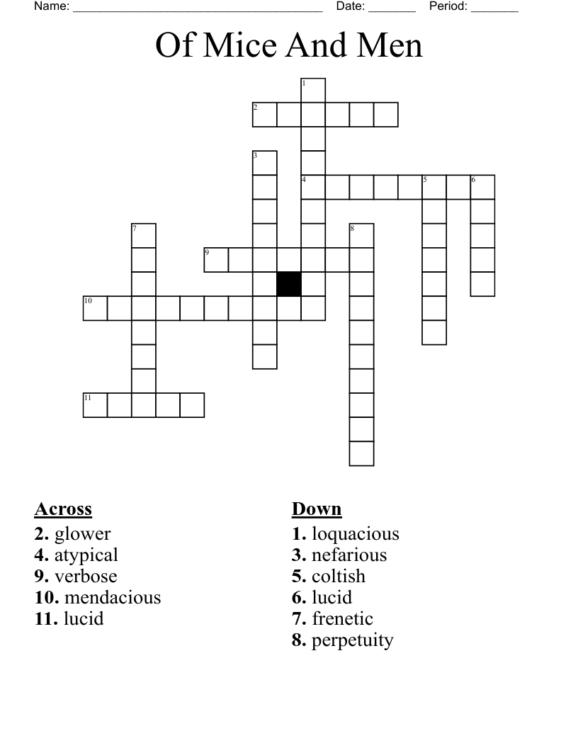 Of Mice And Men Crossword