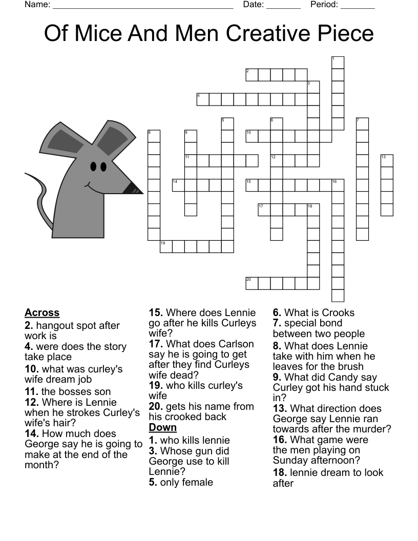 Of Mice And Men Creative Piece Crossword