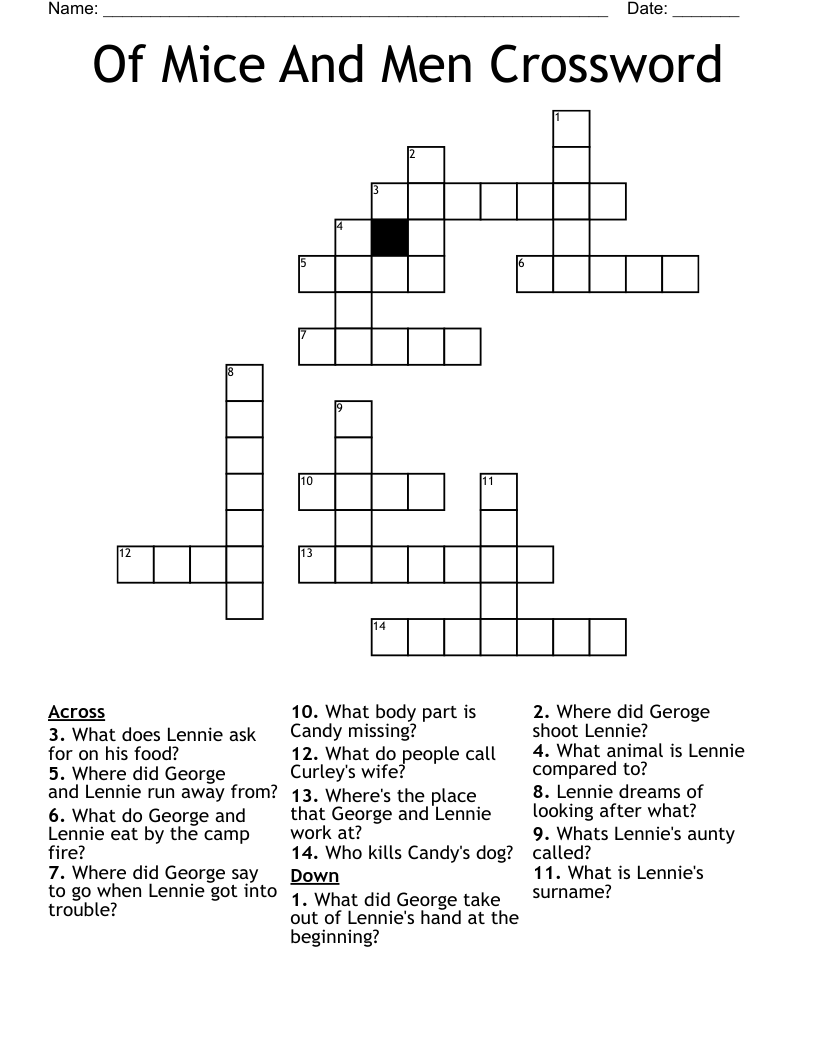 Of Mice And Men Crossword