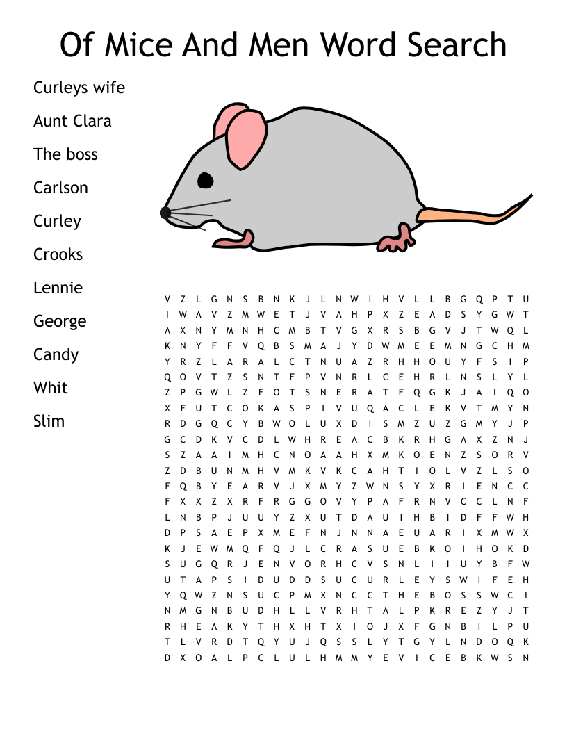 Of Mice And Men Word Search