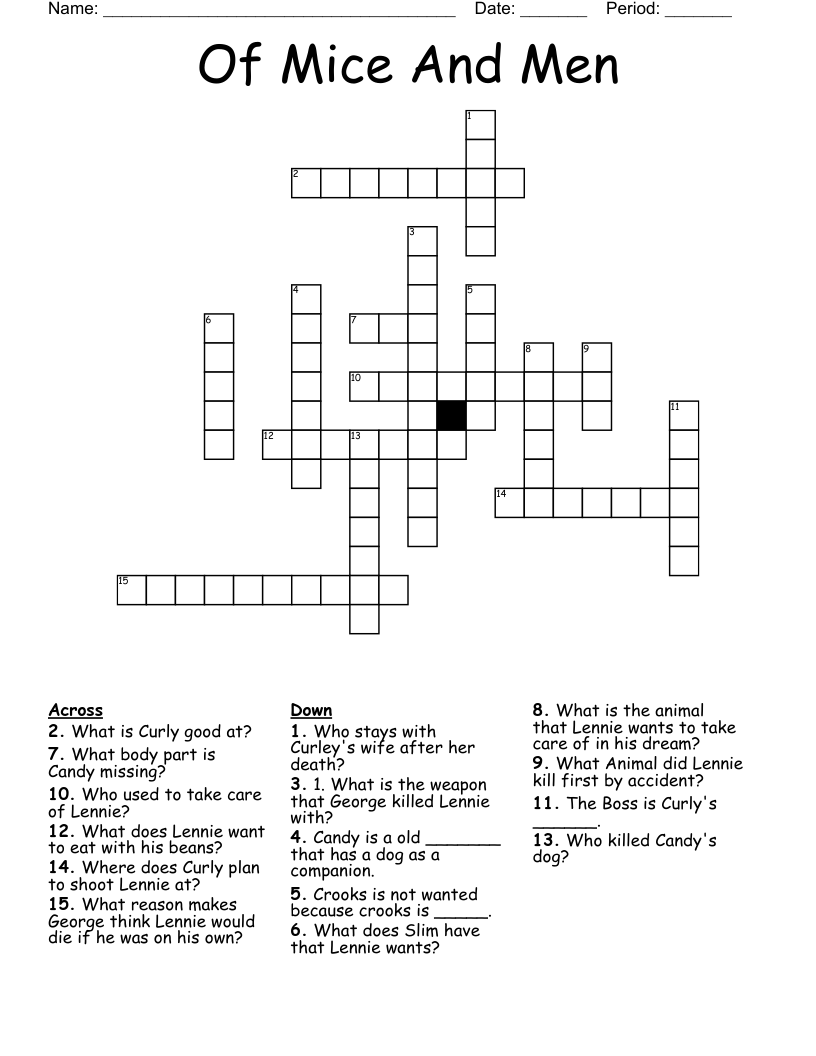 Of Mice And Men  Crossword