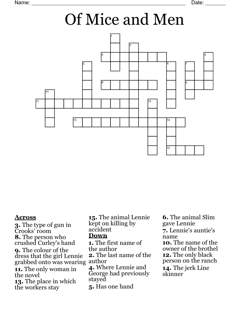 Of Mice and Men Crossword