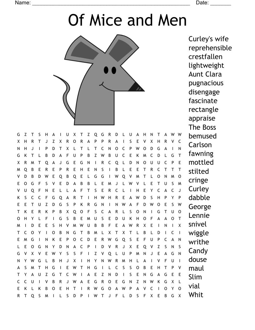 Of Mice and Men Word Search