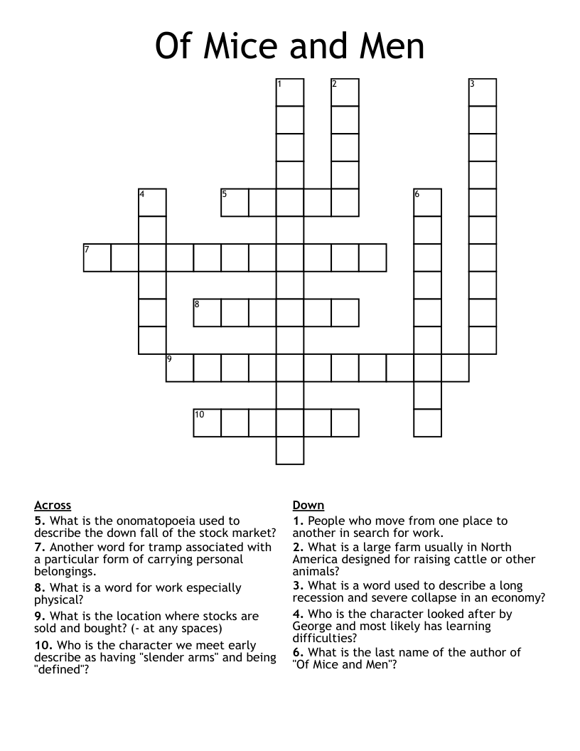 Of Mice and Men Crossword