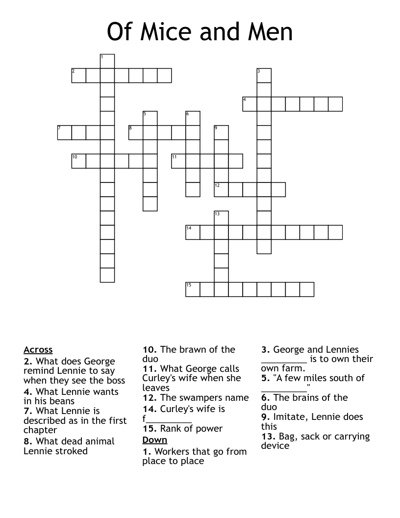 Of Mice and Men Crossword