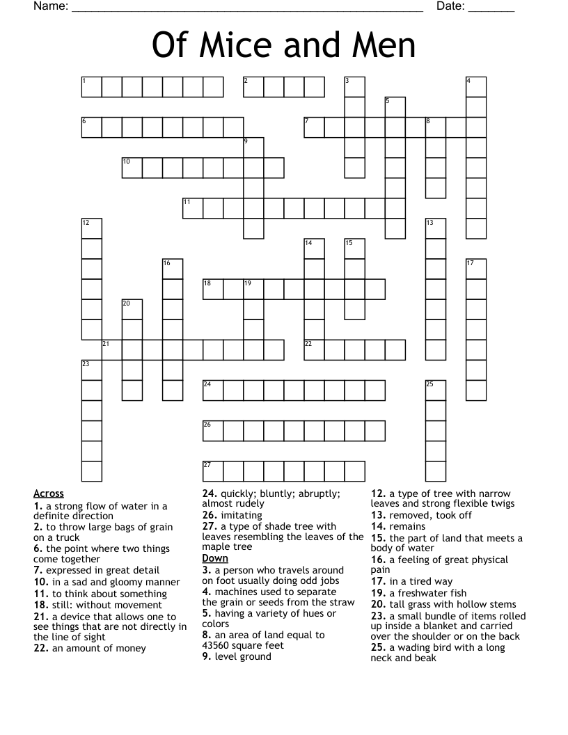 Of Mice and Men Crossword