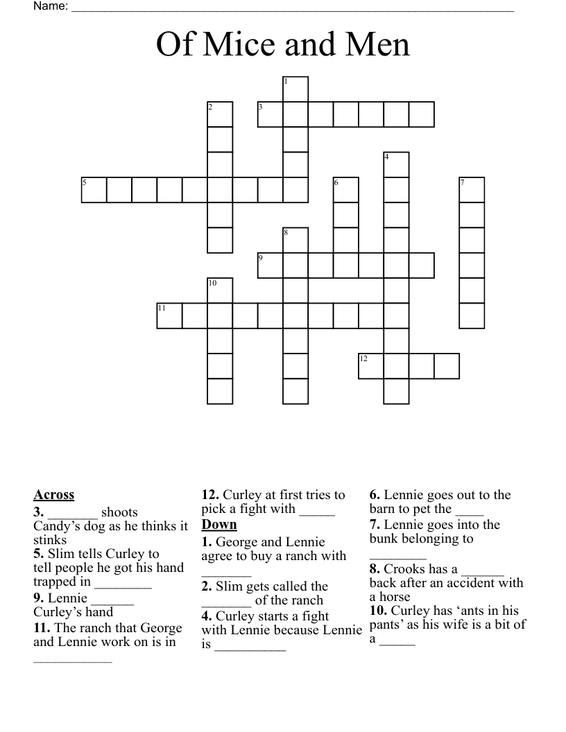 Of Mice and Men Crossword