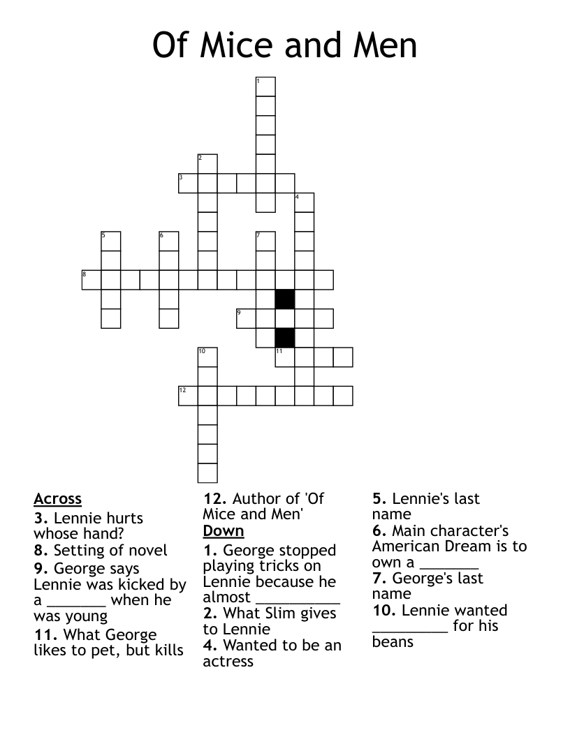 Of Mice and Men Crossword