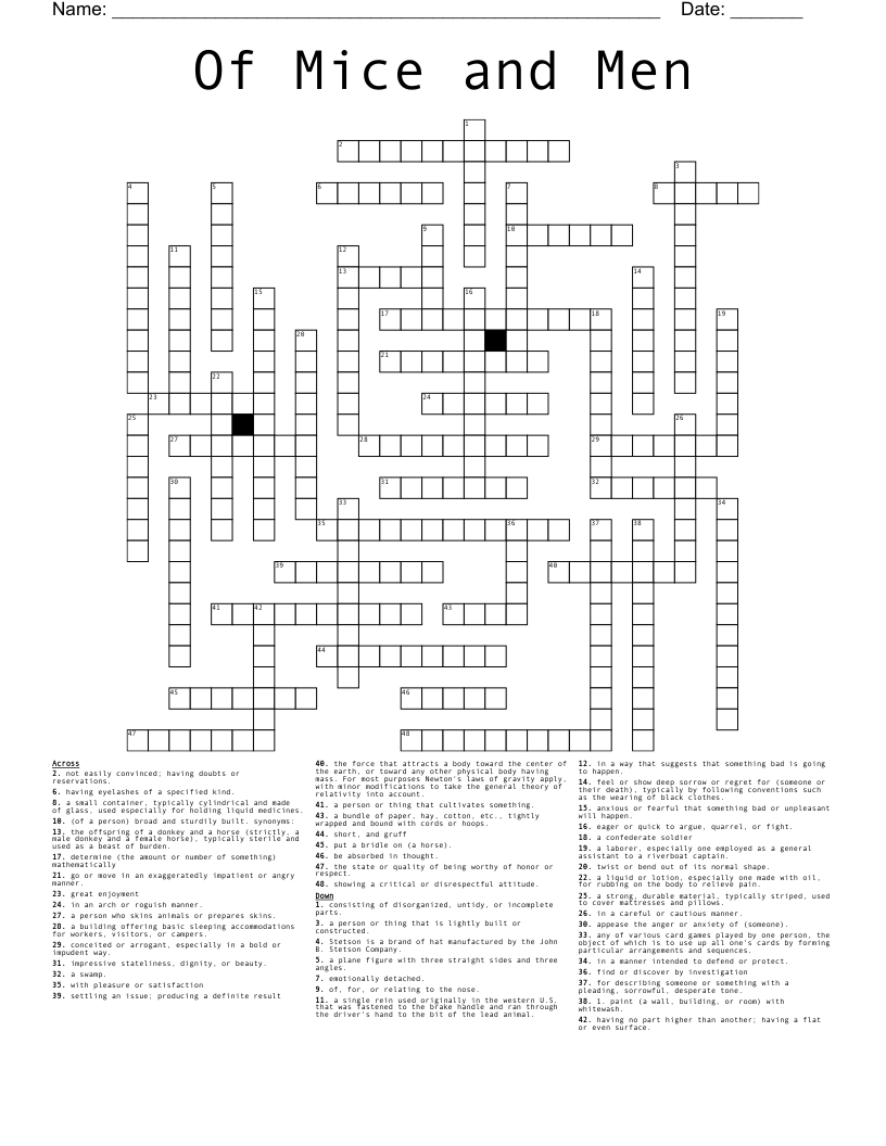 Of Mice and Men Crossword