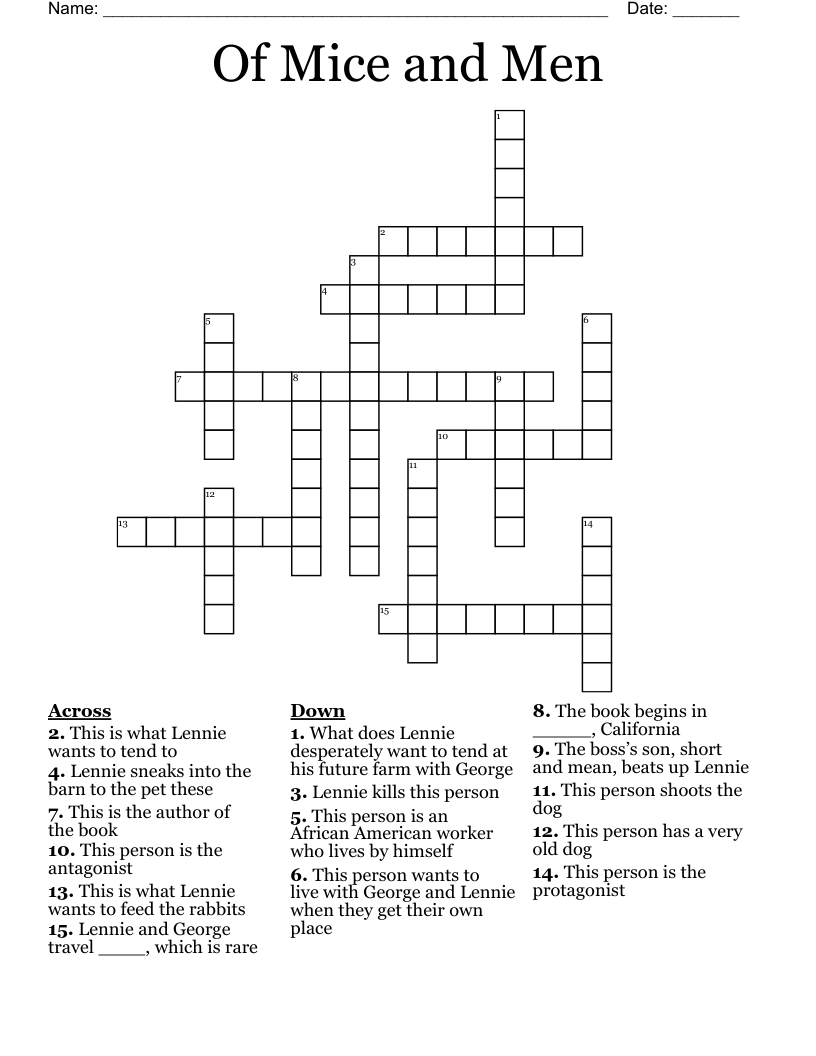 Of Mice and Men Crossword
