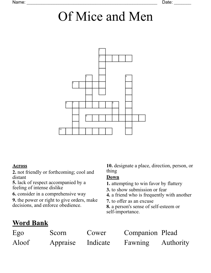 Of Mice and Men Crossword