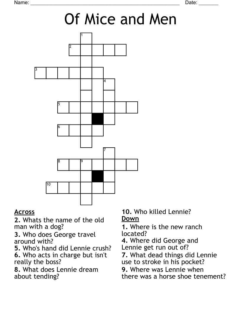 Of Mice and Men Crossword