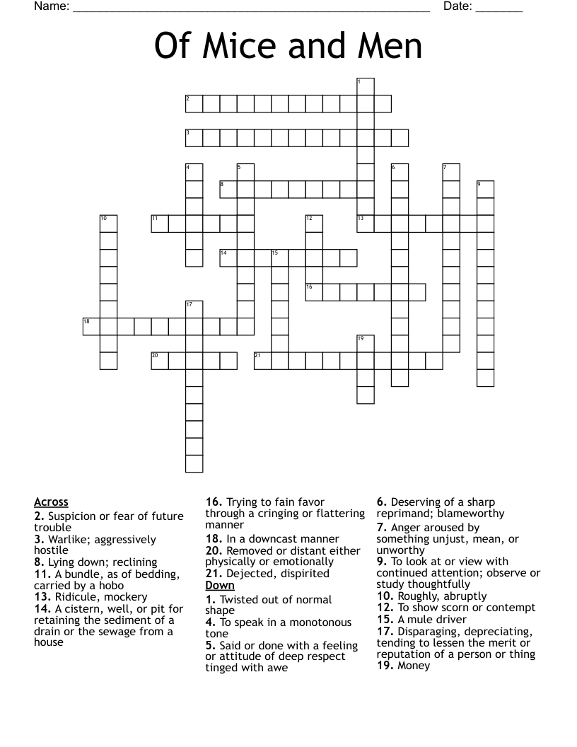 Of Mice and Men Crossword
