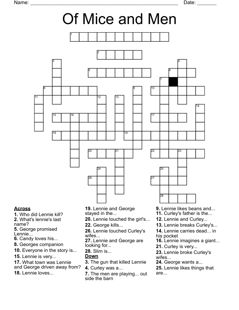 Of Mice and Men Crossword