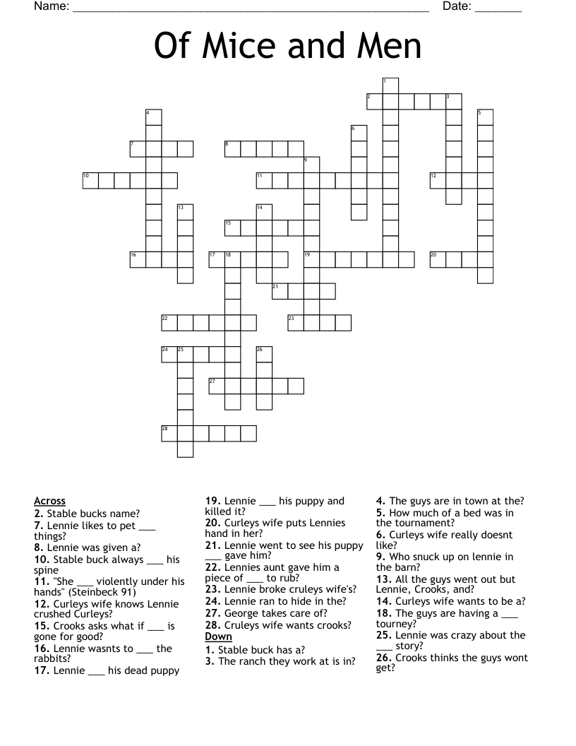 Of Mice and Men Crossword