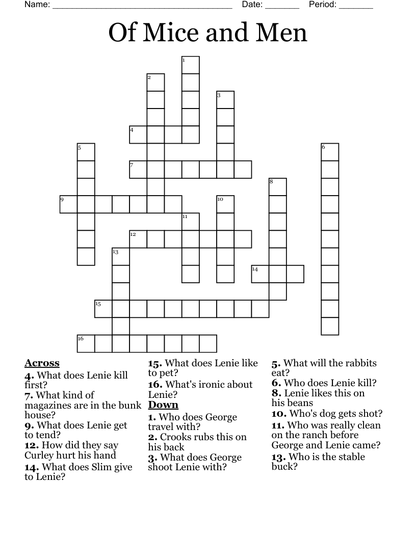 Of Mice and Men Crossword