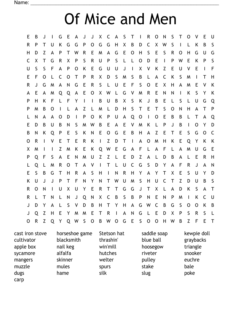 Of Mice and Men Word Search