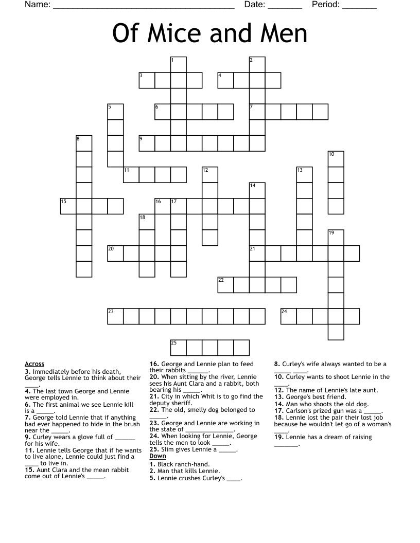 Of Mice and Men Crossword