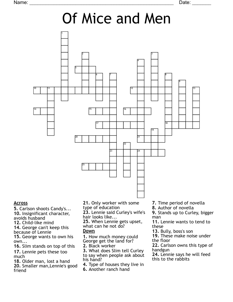 Of Mice and Men Crossword