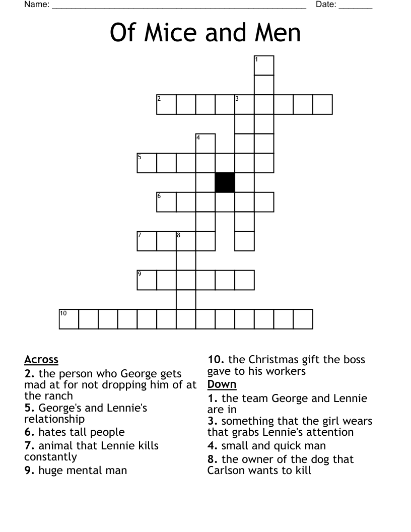 Of Mice and Men Crossword