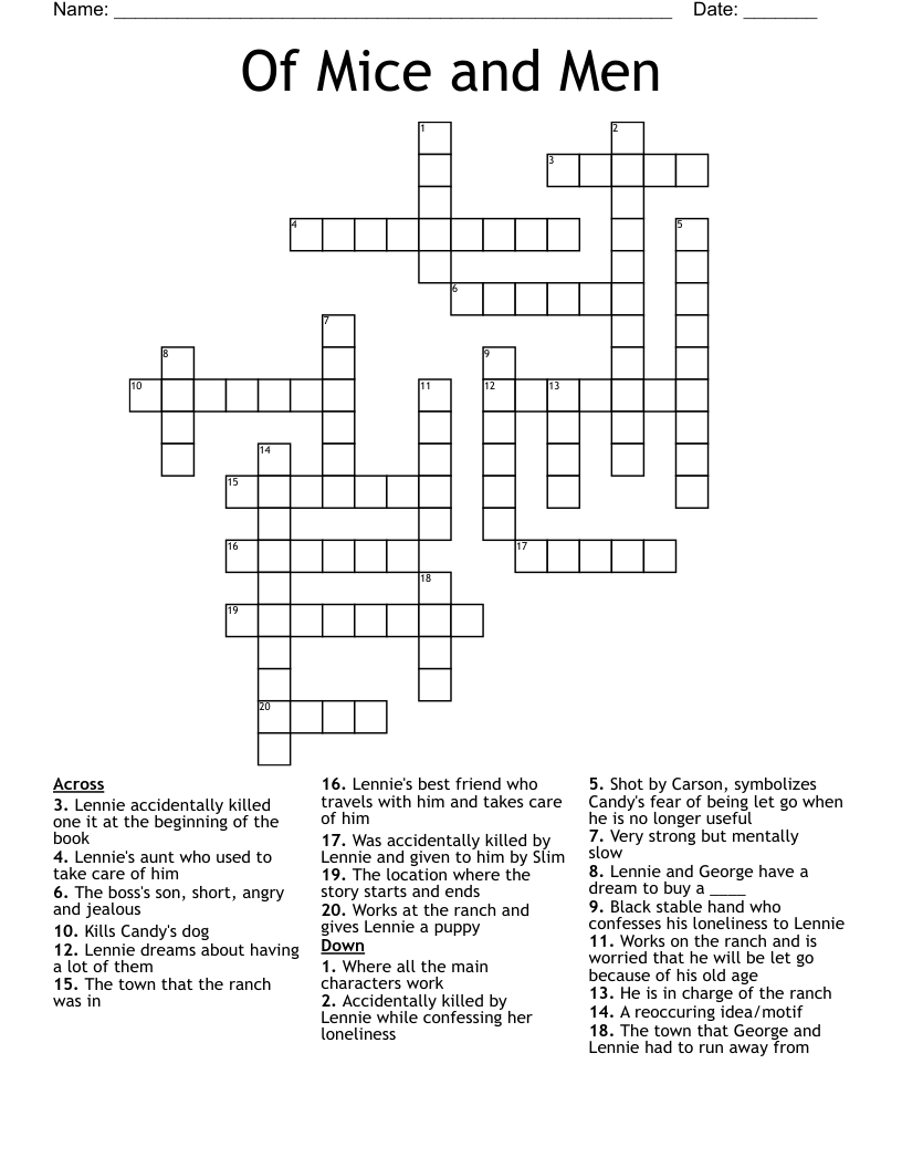 Of Mice and Men Crossword