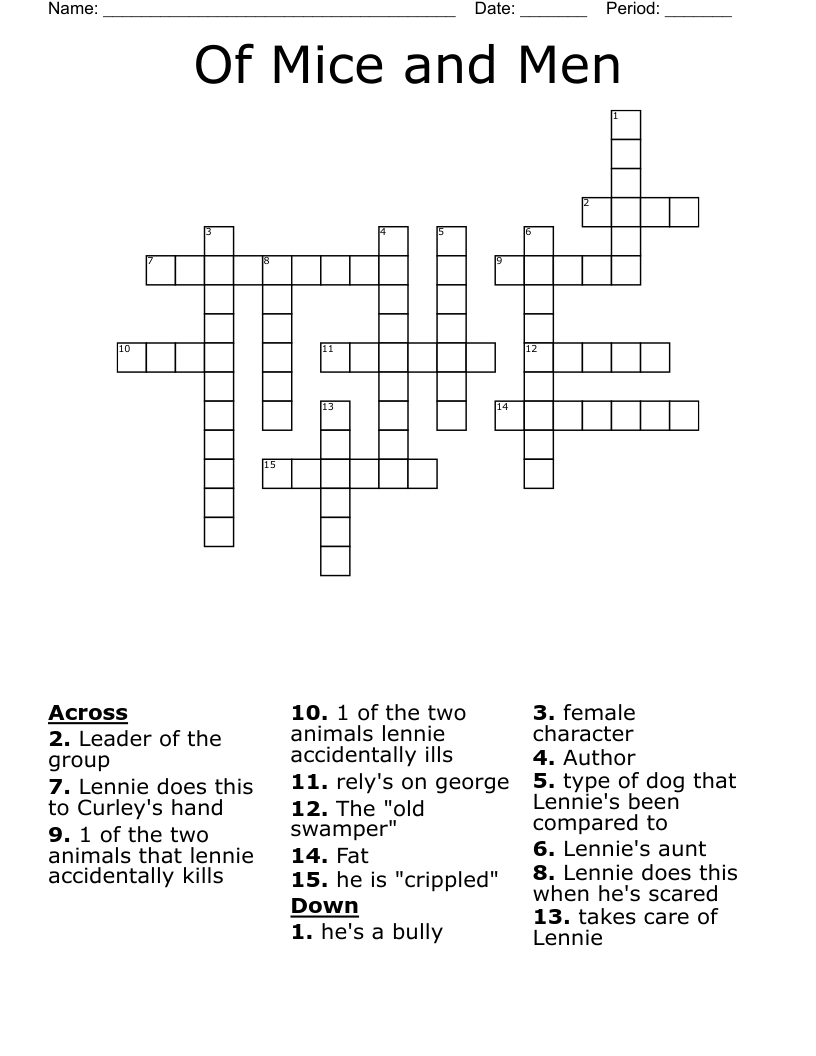 Of Mice and Men Crossword