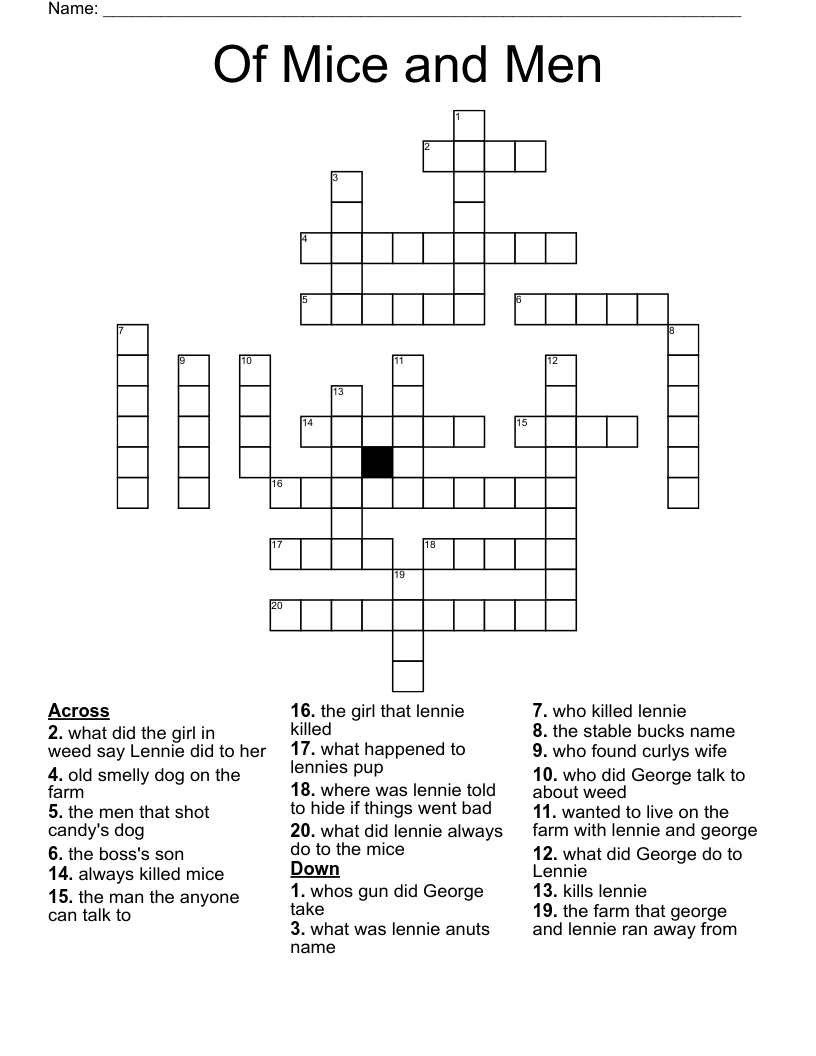 Of Mice and Men Crossword