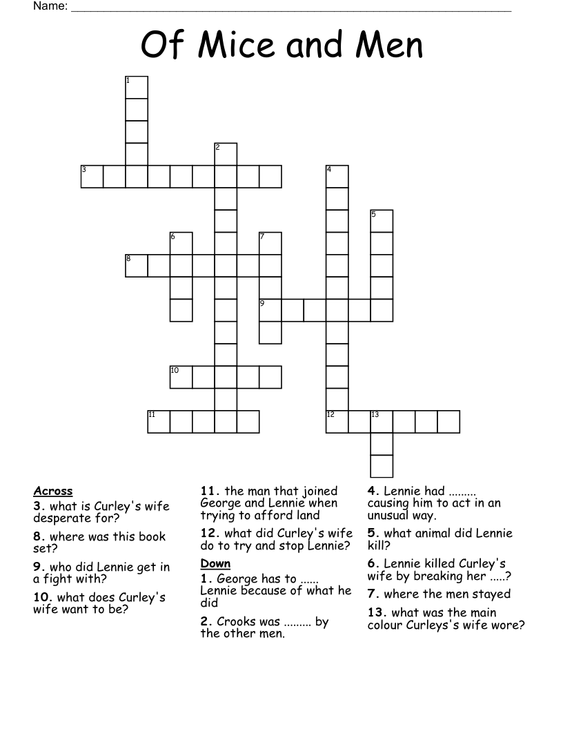 Of Mice and Men Crossword