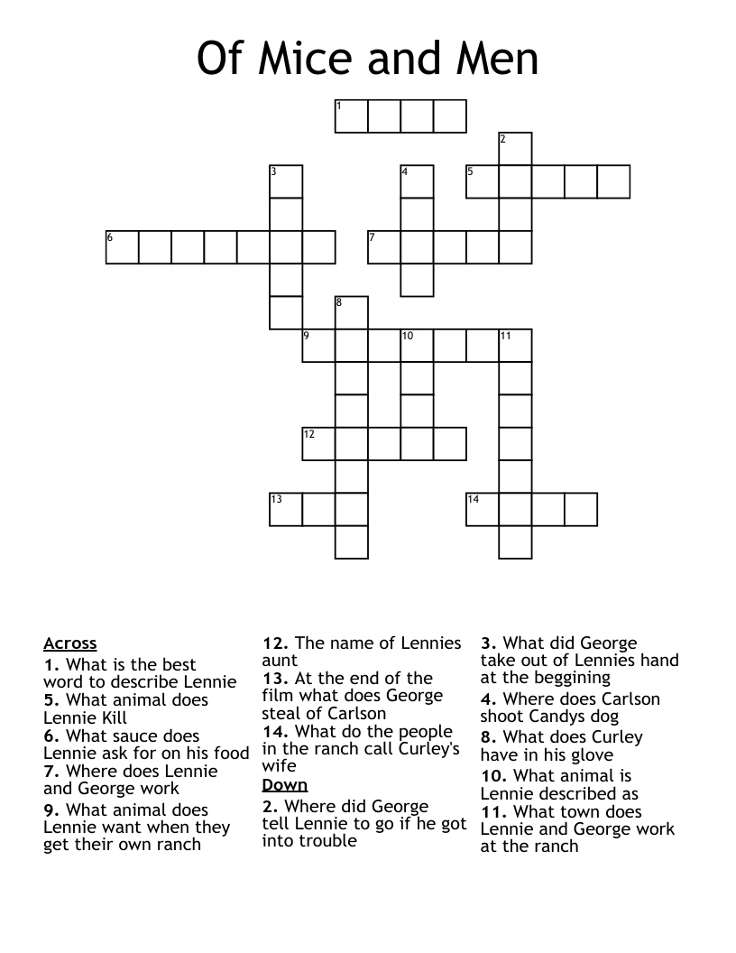 Of Mice and Men Crossword