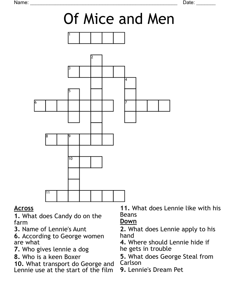 Of Mice and Men Crossword