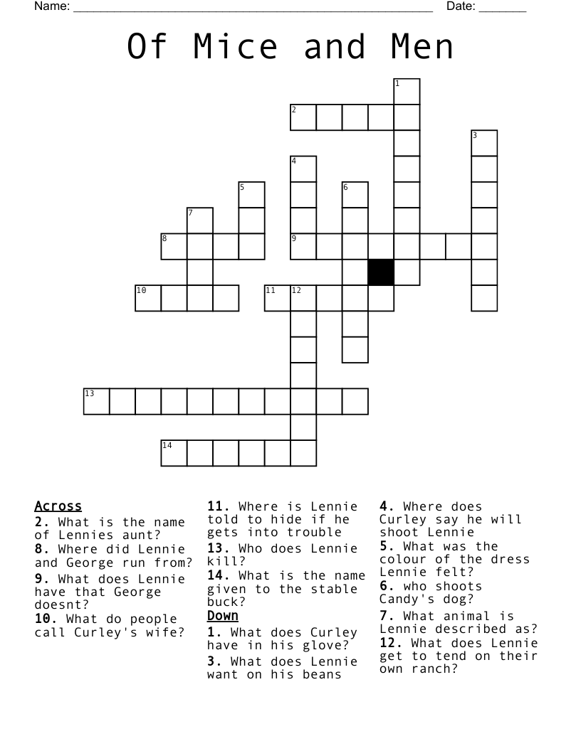 Of Mice and Men Crossword