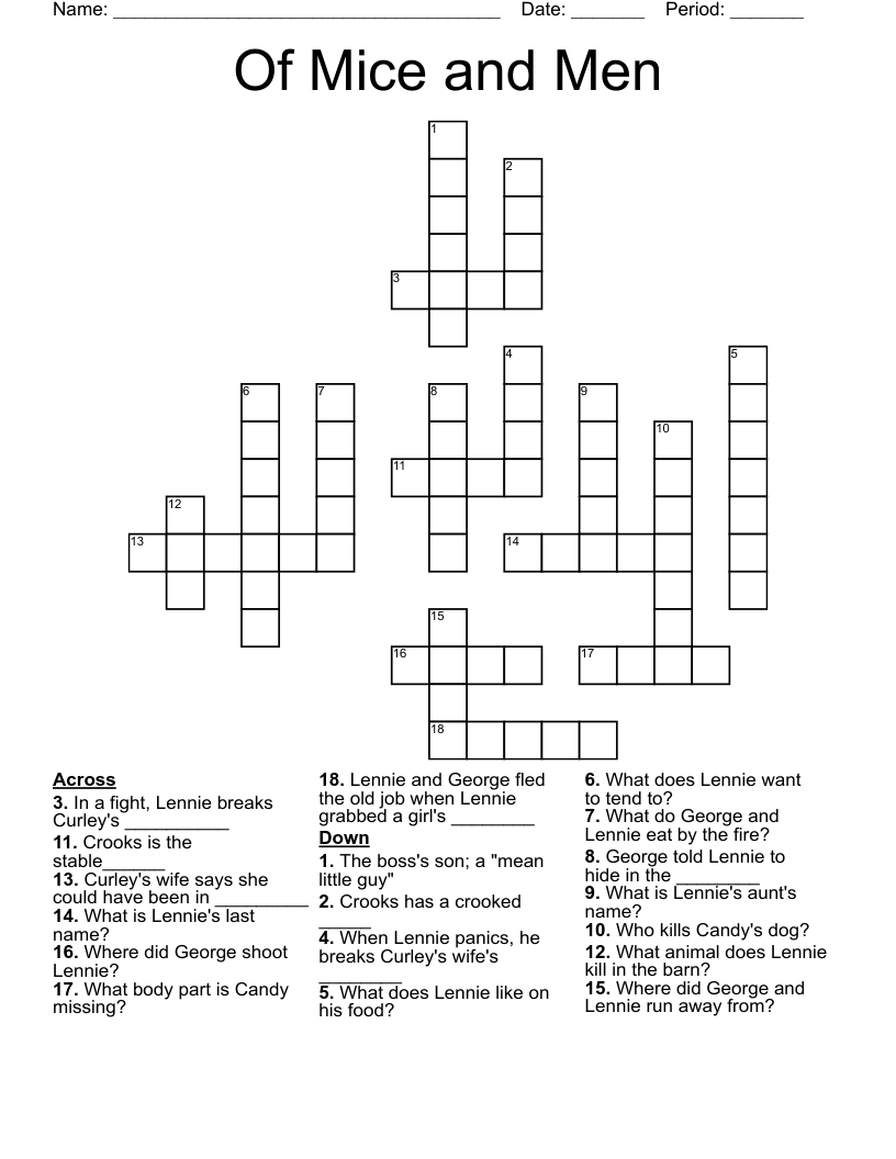 Of Mice and Men Crossword