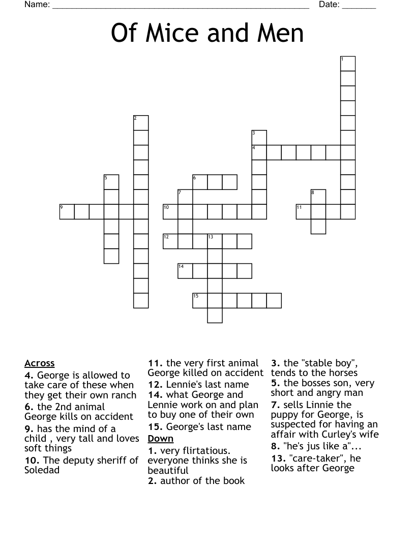 Of Mice and Men Crossword