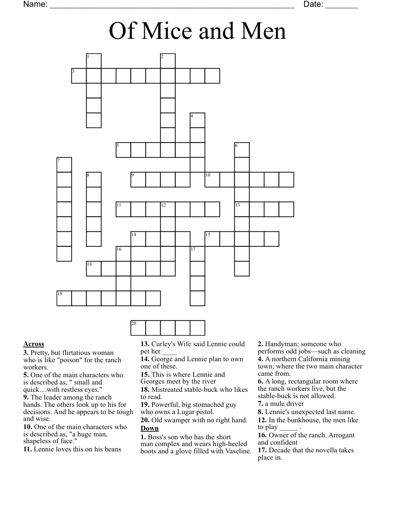 Of Mice and Men Crossword