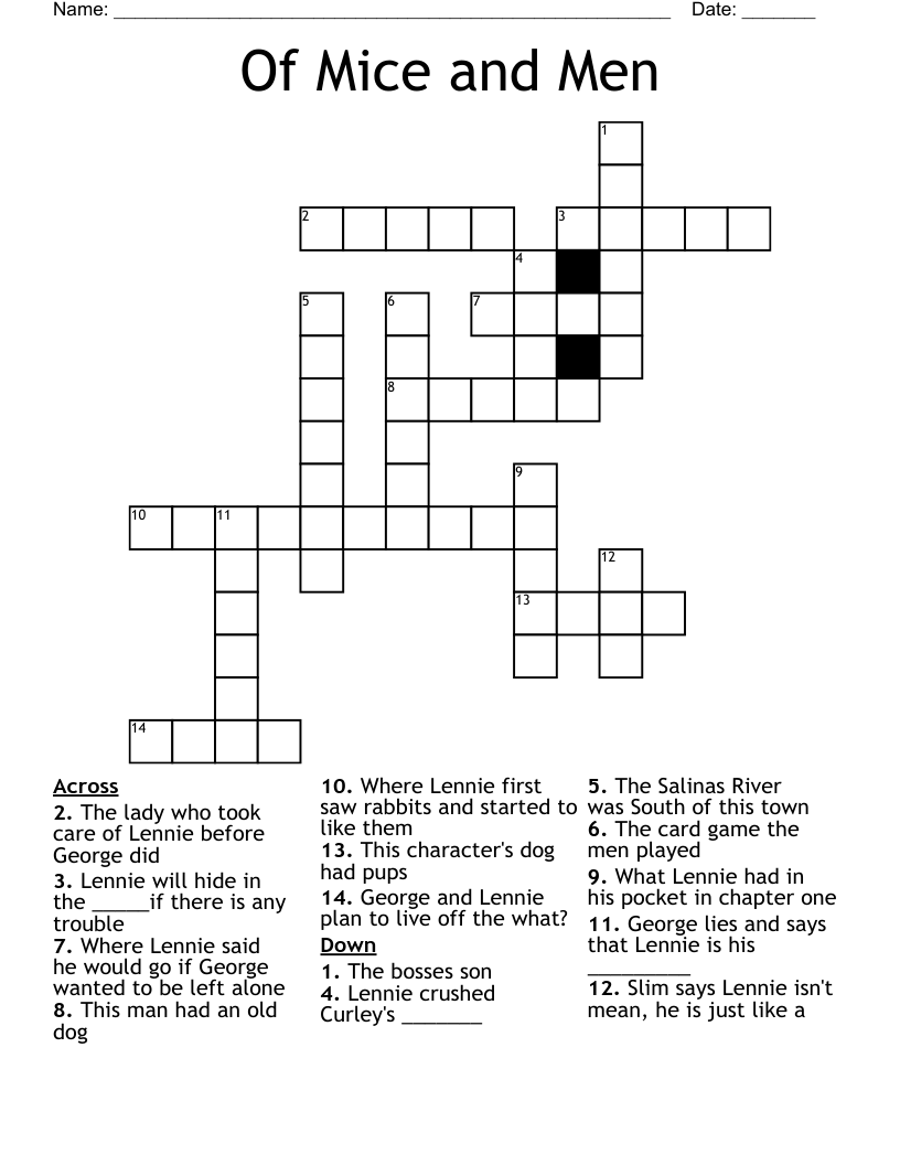 Of Mice and Men Crossword
